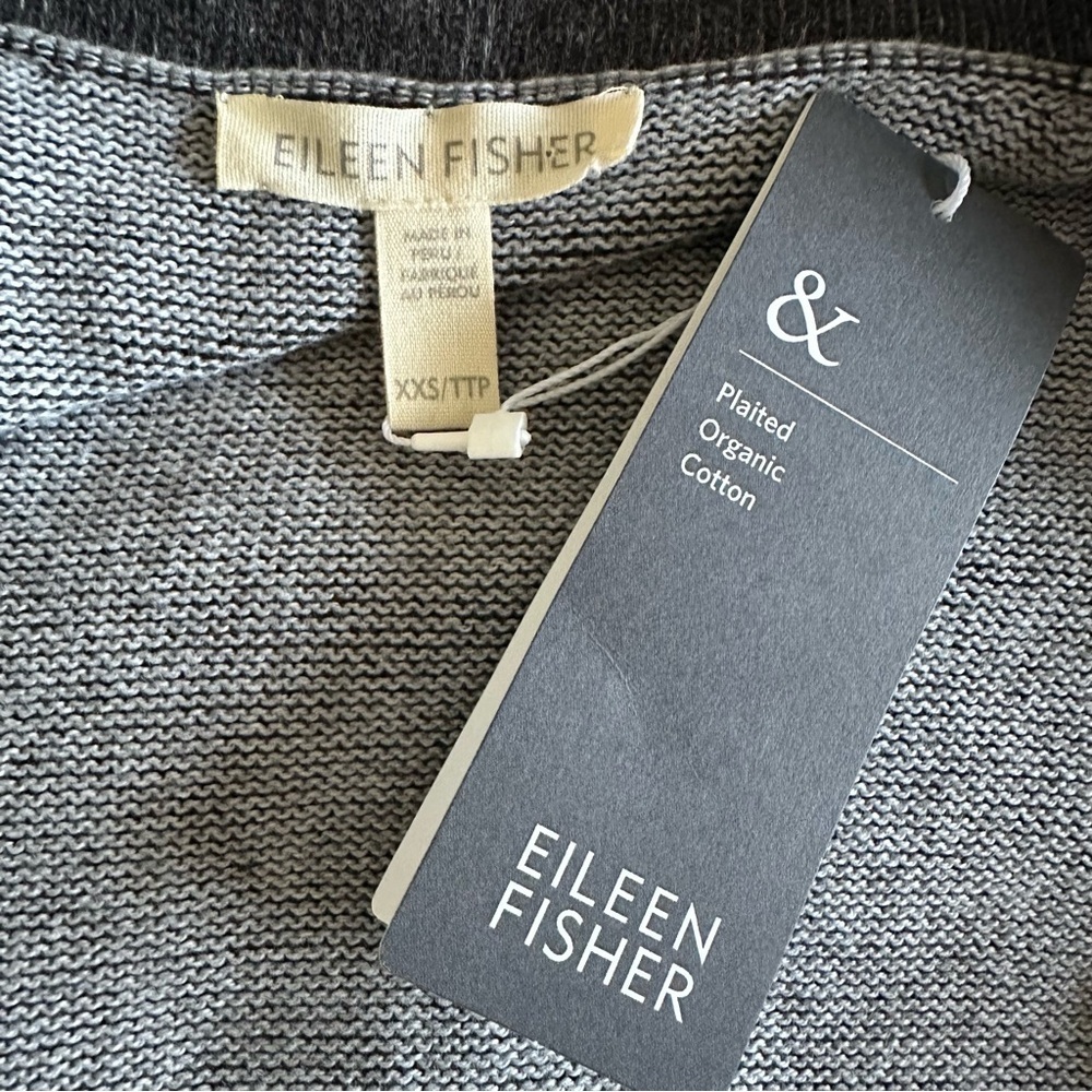 Eileen Fisher Sweater Vest Womens XXS Gray Plaited Organic Cotton Minimalist NWT - Picture 10 of 10